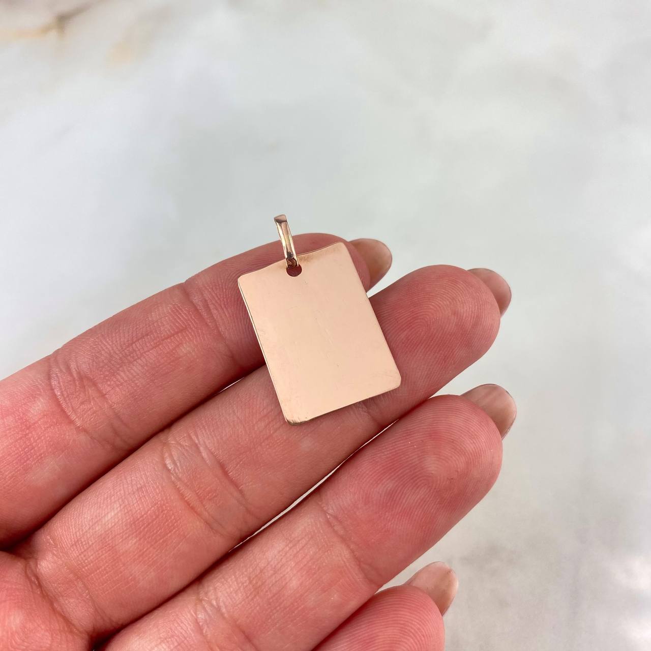 Dije Placa Rectangular Lisa 1.7gr / 2.6cm / 1.5mm*2.0mm Oro Rosa