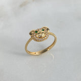 Anillo Oso 2.15gr / T6 3/4 / Circones Blancos Verdes Oro Amarillo