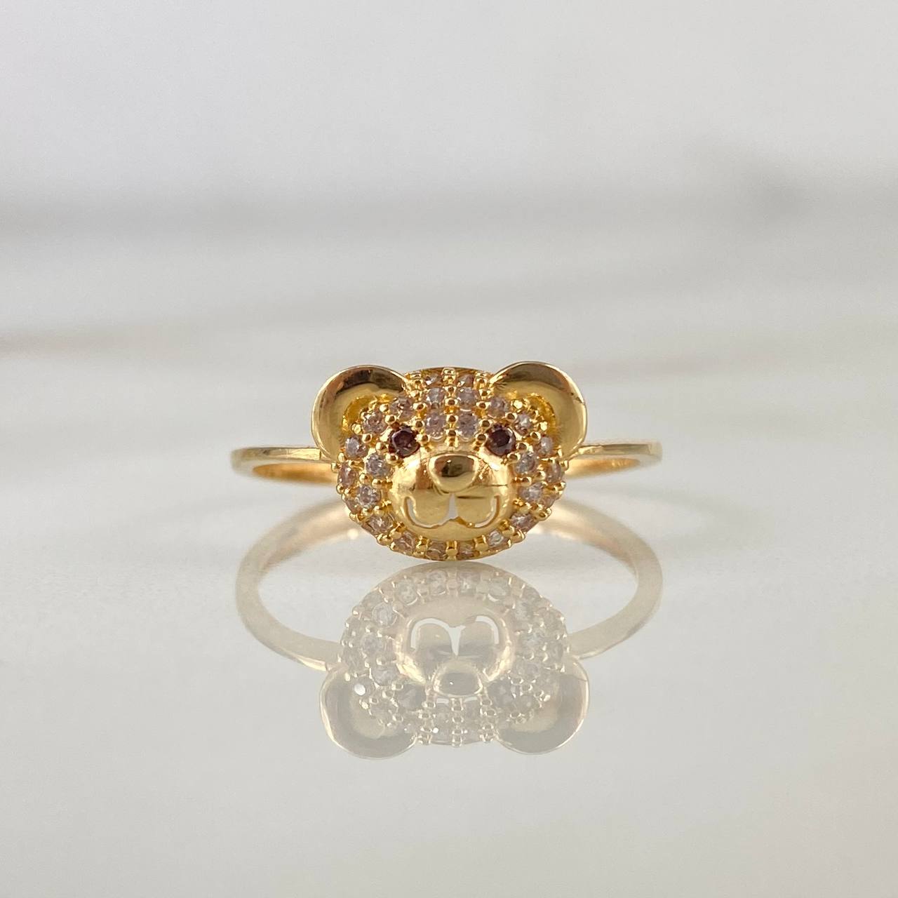 Anillo Oso 1.95gr / T6 1/2 / Circones Blancos Cafes Oro Amarillo