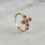 Anillo Cruz Tupida 2.25gr / T6 1/4 / Circones Blancos Fucsias Oro Amarillo