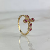 Anillo Cruz Tupida 2.25gr / T6 1/4 / Circones Blancos Fucsias Oro Amarillo