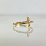 Anillo Cruz 1.35gr / T7 1/2 / Circones Blancos Oro Amarillo