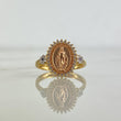 Anillo Virgen Milagrosa Flores 3.55gr / T7 1/2 / Circones Blancos Lilas Dos Oros Amarillo Rosa