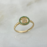 Anillo Oso TS 2.05gr / T6 3/4 / Circones Blancos Verdes Oro Amarillo