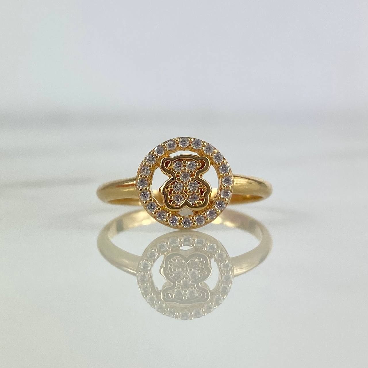 Anillo Oso TS 2.1gr / T5 1/2 / Circones Blancos Oro Amarillo