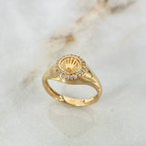 Anillo Sello Corona RX 2.55gr / T7 1/4 / Circones Blancos Oro Amarillo