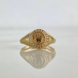 Anillo Sello Corona RX 2.55gr / T7 1/4 / Circones Blancos Oro Amarillo