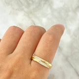 Anillo Rectangulos 2.65gr / T8 3/4 / Circones Blancos Oro Amarillo *