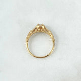 Anillo Solitario Bizantino 3.15gr / T7 1/2 / Circones Blancos Oro Amarillo *