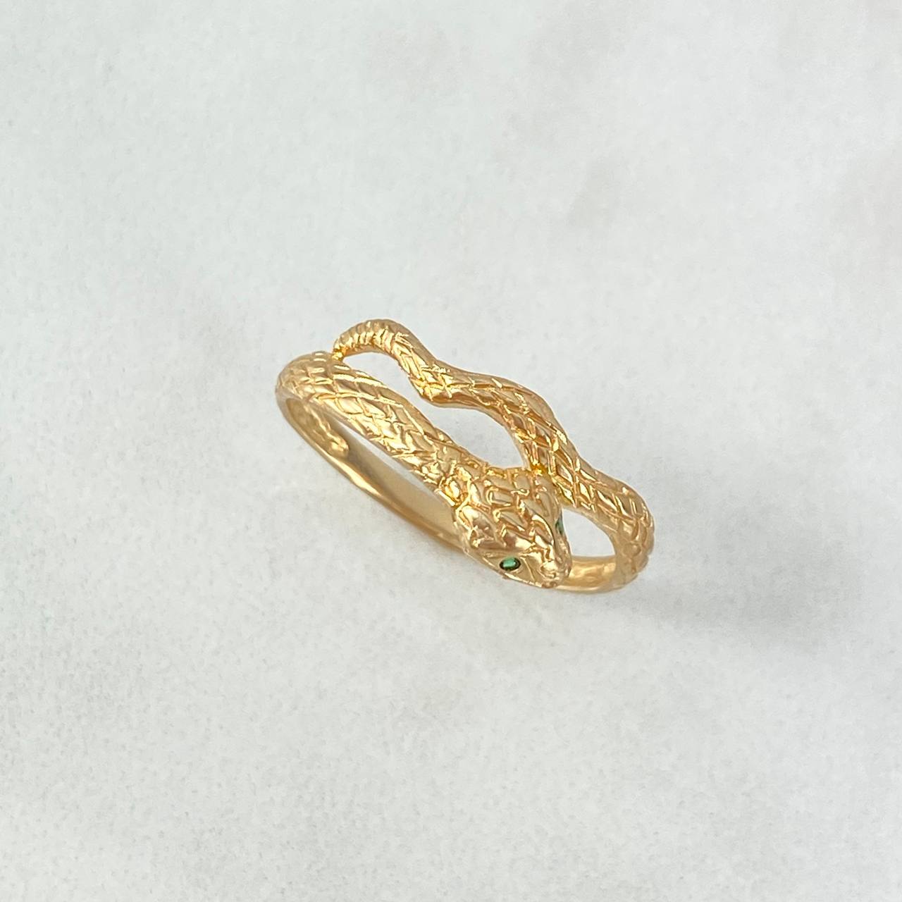 Anillo Serpiente 2gr / T7 1/4 / Circones Verdes Oro Amarillo *