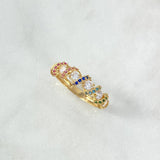 Anillo Lazo Churumbela 3.35gr / T7 1/2 / Circones Blancos Oro Amarillo *