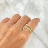 Anillo Corona 2.4gr / T7 1/2 / Circones Blancos Oro Amarillo