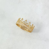 Anillo Corona 2.4gr / T7 1/2 / Circones Blancos Oro Amarillo