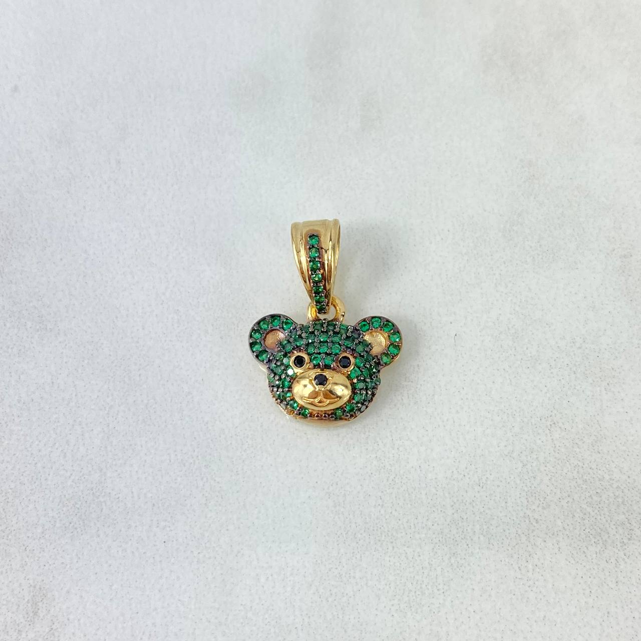 Dije Cabeza De Oso 2.75gr / 2cm / Circones Verdes Oro Amarillo *