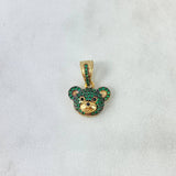 Dije Cabeza De Oso 2.75gr / 2cm / Circones Verdes Oro Amarillo *