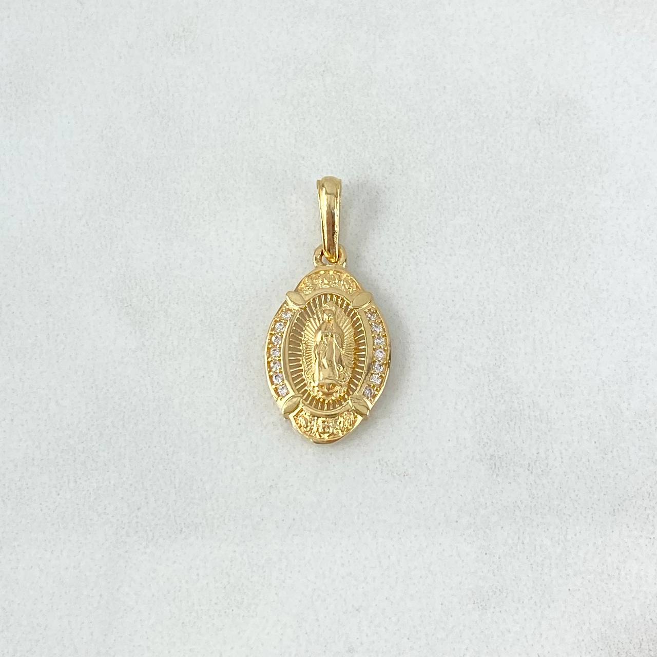 Dije Medalla Virgen Guadalupe 2gr / 2.5cm / Circones Blancos Oro Amarillo *