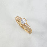 Anillo Solitario Oso Ts 2.65gr / T6/1/2 / Circones Blanco Oro Amarillo