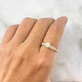 Anillo Solitario Oso TS 2.2gr / T7 / Circones Blancos Oro Amarillo