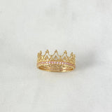 Anillo Corona 2.2gr / T5 1/4 / Circones Rosas Oro Amarillo