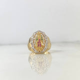 Anillo Virgen Guadalupe Filigrana 6.4gr / T6 1/2 / Circones Blancos Fucsias Verdes Dos Oros Amarillo Blanco