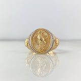 Anillo Sagrado Corazon Cruz 9.25gr / T9 1/4 / Circones Blancos Dos Oros Amarillo Blanco *