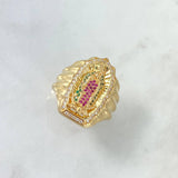 Anillo Virgen Guadalupe Silueta 12.45gr / T12 / Circones Blancos Fucsias Verdes Oro Amarillo *