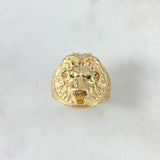 Anillo Leon Circulo 13.05gr / T11 1/2 / Circones Blancos Verdes Oro Amarillo *