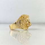 Anillo Leon Circulo 13.05gr / T11 1/2 / Circones Blancos Verdes Oro Amarillo *