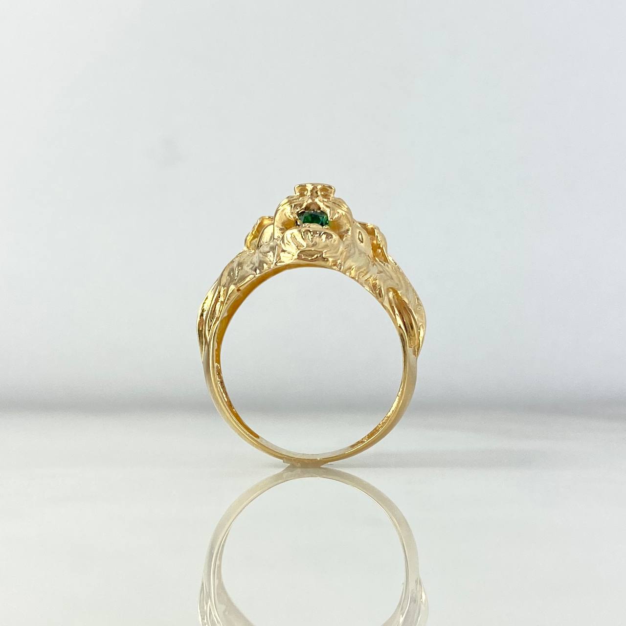 Anillo Leon 6.95gr / T10 / Circones Verdes Oro Amarillo *