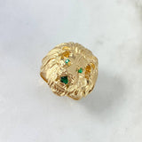 Anillo Leon 6.95gr / T10 / Circones Verdes Oro Amarillo *