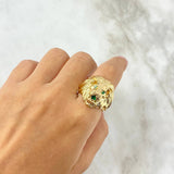 Anillo Leon 6.95gr / T10 / Circones Verdes Oro Amarillo *