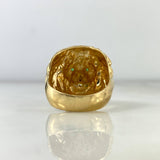 Anillo Leon 6.95gr / T10 / Circones Verdes Oro Amarillo *