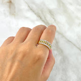 Anillo Espiral Lineas 3.9gr / T7 / Circones Blancos Verdes Oro Amarillo