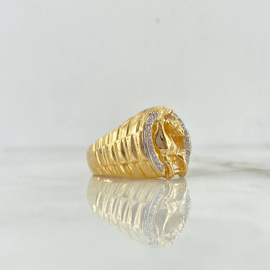 Anillo Caballo 10gr / T9 3/4 / Escalonado Circones Blancos Dos Oros Amarillo Blanco