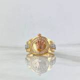 Anillo Correa RX 7.3gr / T8 1/4 / Ovalado Circones Blancos Dos Oros Amarillo Rosa