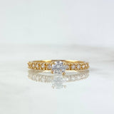 Anillo Solitario Churumbela Morse 1.85gr / T6 1/4 / Circones Blancos Oro Amarillo