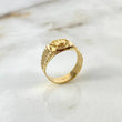 Anillo Correa Corona 3.85gr / T5 1/2 / Circones Blancos Oro Amarillo *