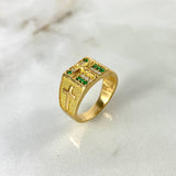 Anillo Cruces Cristo 7.45gr / T8 / Circones Blancos Verdes Oro Amarillo