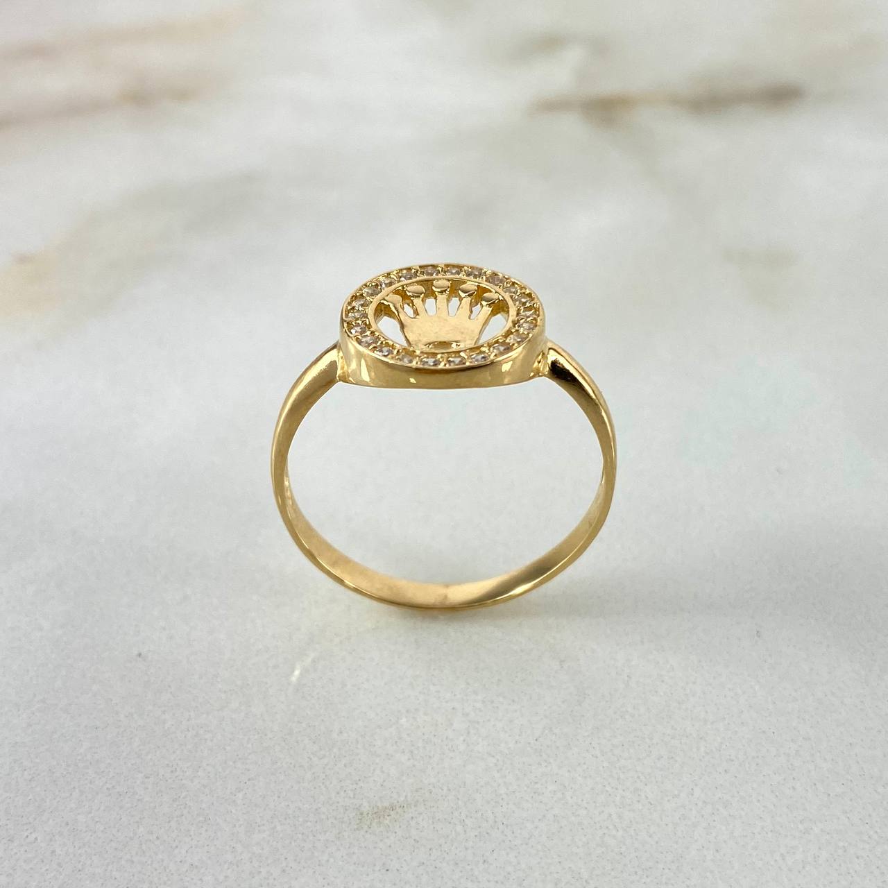 Anillo Sello Corona RX 2.65gr / T5 / Circones Blancos Oro Amarillo