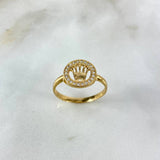 Anillo Sello Corona RX 2.65gr / T6 / Circones Blancos Oro Amarillo