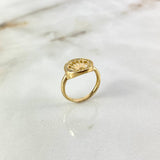 Anillo Sello Corona RX 2.65gr / T6 / Circones Blancos Oro Amarillo