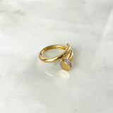 Anillo Clavo CT 3.7gr / T7 1/4 / Circones Blancos Dos Oros Amarillo Blanco