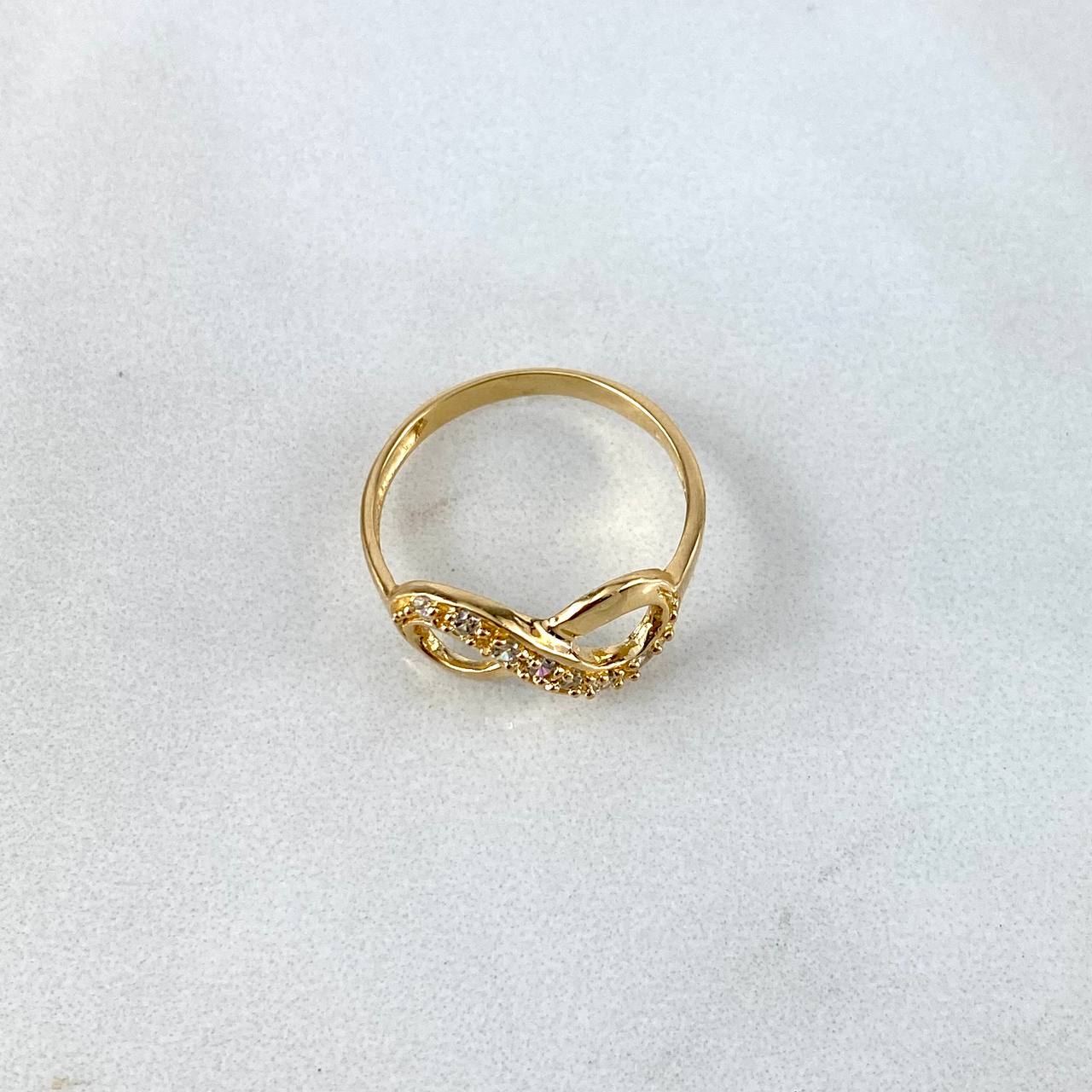 Anillo Infinito 2gr / T7 1/2 / Circones Blancos Oro Amarillo