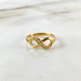 Anillo Infinito 2.25gr / T9 1/2 / Circones Blancos Oro Amarillo