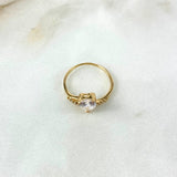 Anillo Solitario Linea Corazon 1.65gr / T6 1/2 / Circones Blancos Oro Amarillo