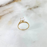 Anillo Solitario Linea Corazon 1.6gr / T6 1/4 / Circones Blancos Oro Amarillo