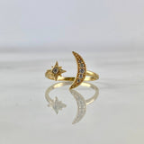 Anillo Luna Estrella 1.45gr / T4 / Circones Blancos Oro Amarillo