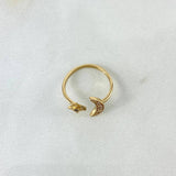 Anillo Luna Estrella 1.45gr / T4 / Circones Blancos Oro Amarillo