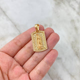 Dije Placa Virgen Guadalupe 7.4gr / 3.7cm / Circones Blancos Oro Amarillo