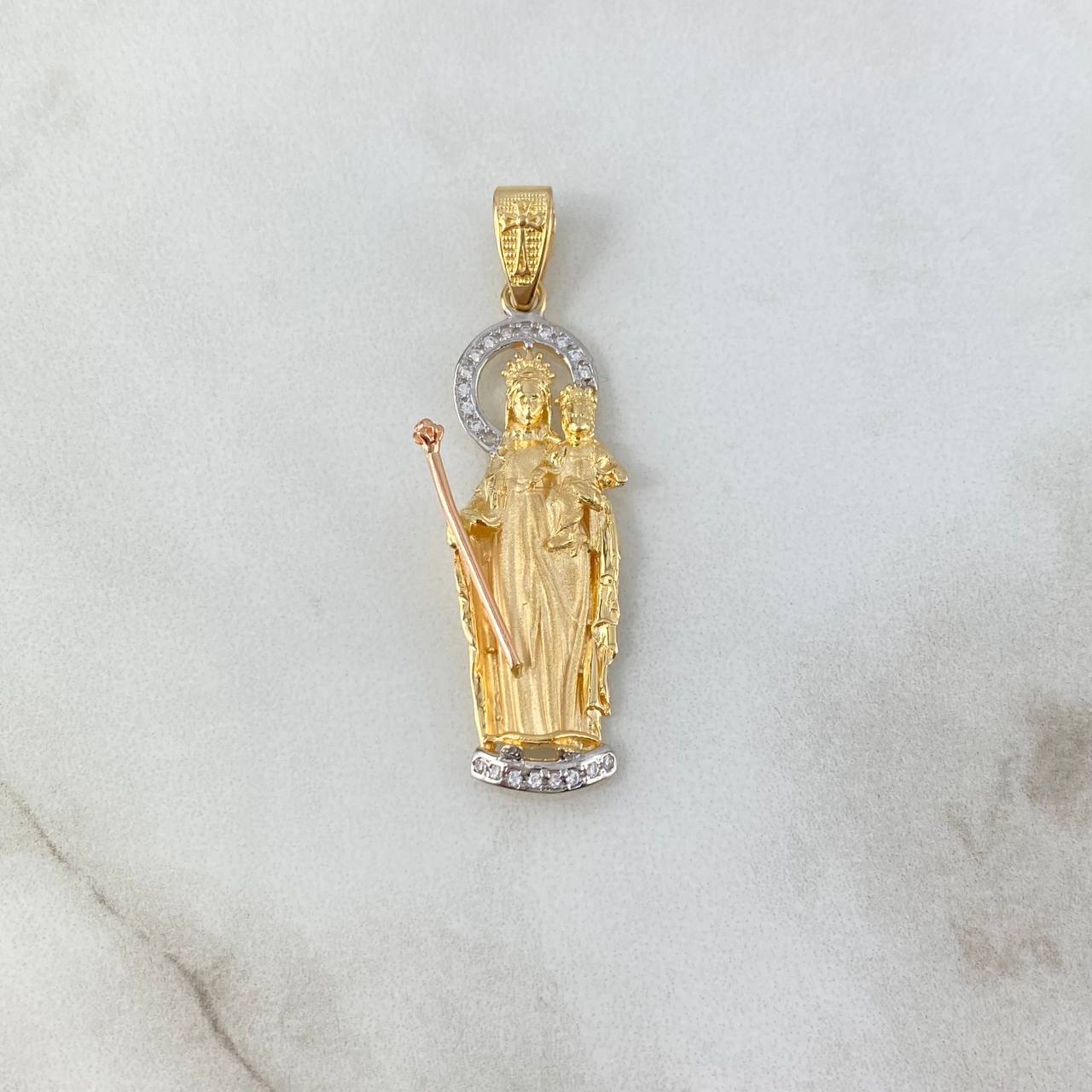 Dije Virgen Auxiliadora 5.35gr / 4.6cm / Circones Blancos Tres Oros